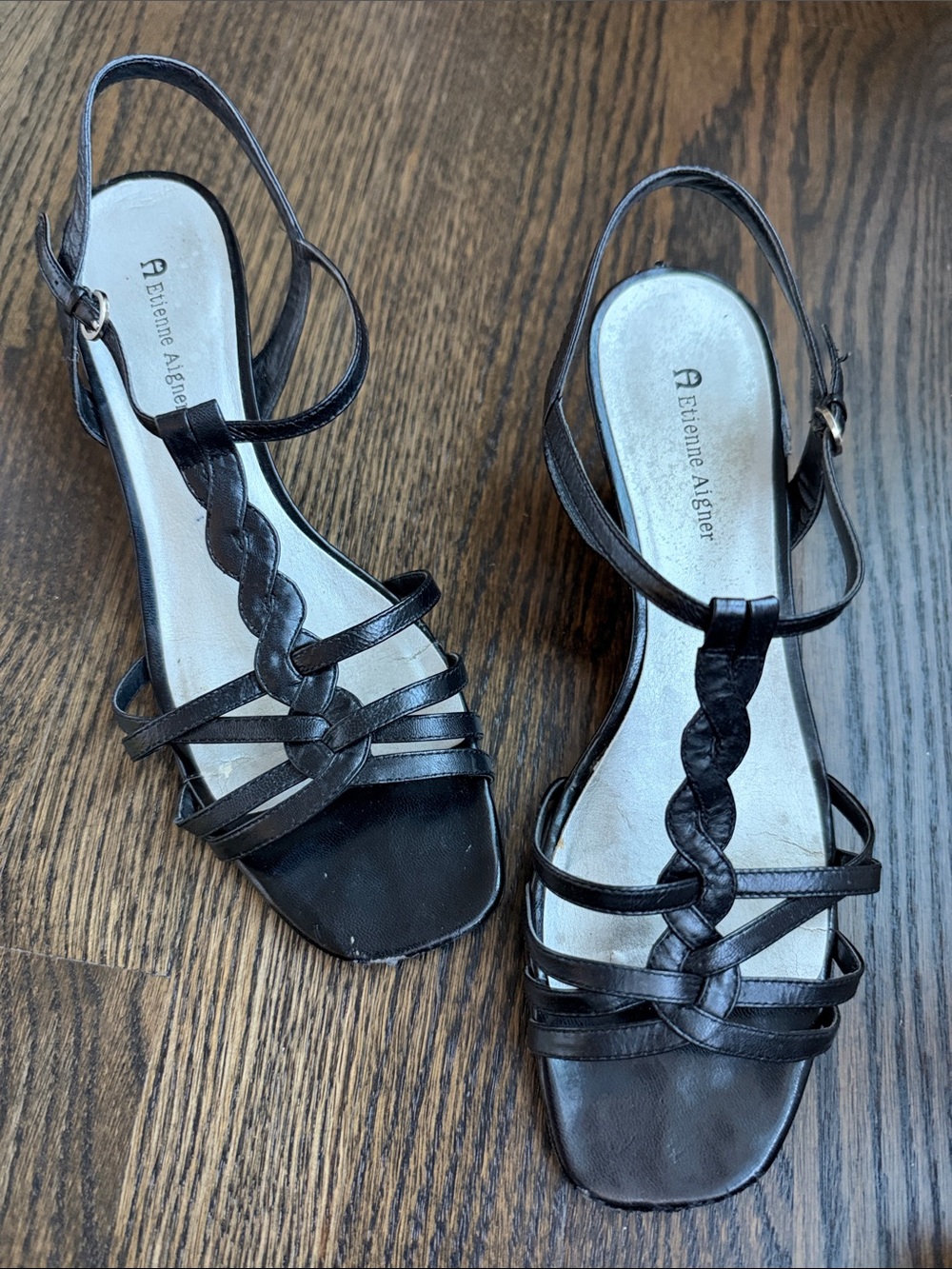 Etienne Aigner Black Braided Strap Women's Sandals Size 9.5